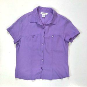 Vintage?Anna?and?Frank Purple 100% Silk Button Front Shirt